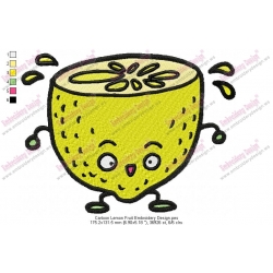 Cartoon Lemon Fruit Embroidery Design